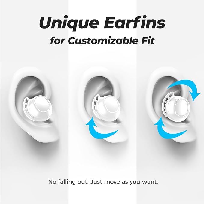 Tribit FlyBuds 3 Wireless Earbuds, 110H Playtime Bluetooth Headphones | IPX8 Waterproof, BT5.3, Deep Bass Sound Earphones, Custom EQ, Charging Case, Light Weight in-Ear Buds, Built-in Mic, White - Image 4