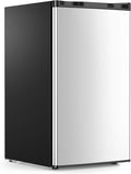 COWSAR 3.2 Cu.Ft Mini Fridge with Freezer for Bedroom Dorm, Silver | Single Reversible Door, 7 Temperature Settings, Energy Saving, 2 Removable Glass Shelves, Small Refrigerator for Apartment by COWSAR