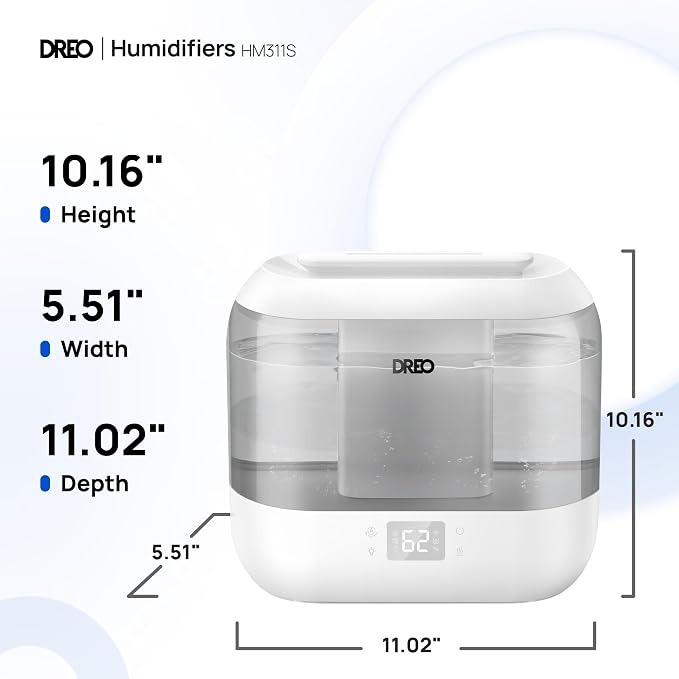 Dreo Smart Humidifiers for Bedroom, Top Fill 4L Supersized Humidifier Large Room with 28 dB, 36H Runtime, Touch/APP/Voice Control, Nightlight, Cool Mist Humidifiers for Baby, Plants, Indoor, Grey - Image 9