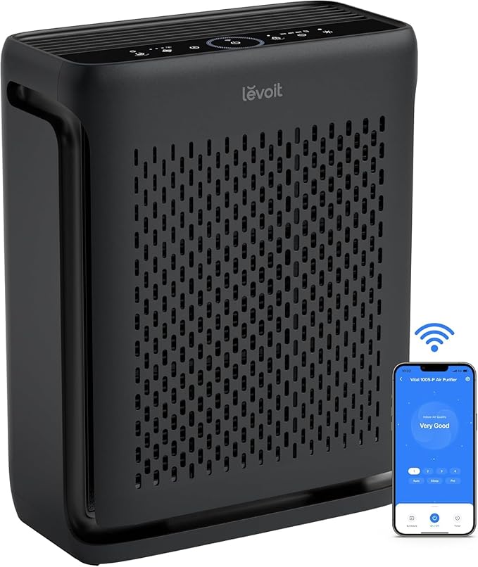 LEVOIT Air Purifier for Home Pets Bedroom Up to 1073Ft² Washable Pre-Filter | Quiet HEPA Sleep Mode for Pets, Allergens, Dust, Pollen, Smoke, Smart Air Quality Monitor, AHAM VERIFIDE, Vital 100S-P, Black by Unknown