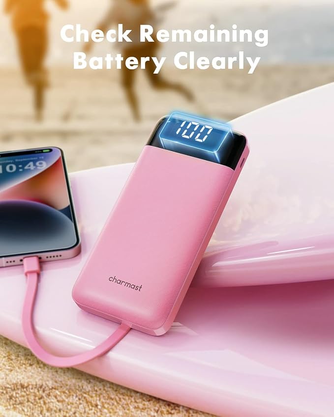 charmast Portable Charger with Built in Cables, Power Bank with Cords Wires, Slim 10000mAh Travel Battery Pack 6 Outputs 3 Inputs 3A Fast Charging for Samsung Google Pixel LG Moto iPhone iPad - Image 7