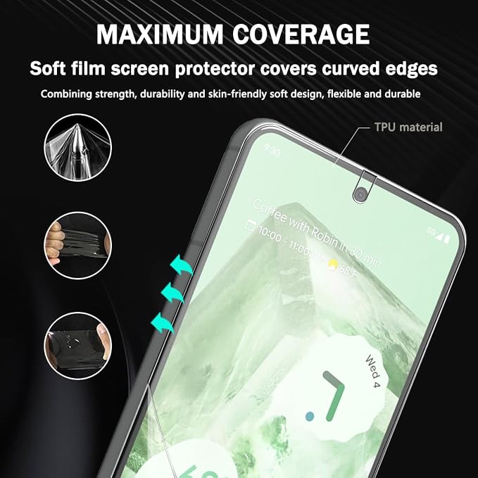3 Pack Screen Protector for Google Pixel 8, TPU Film - Image 4