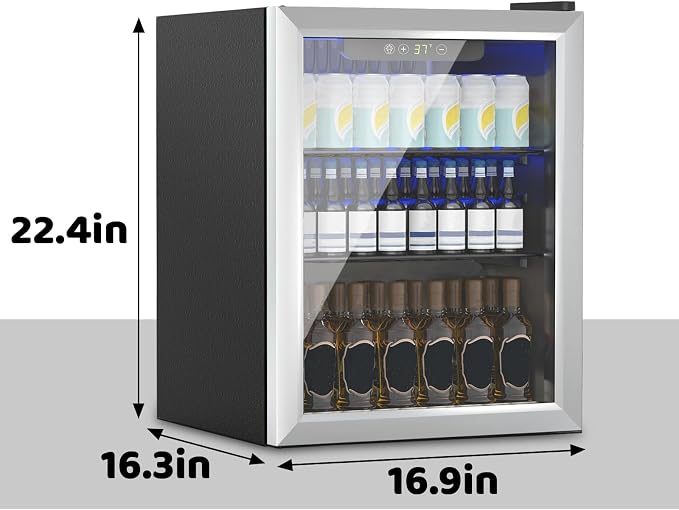 Compact 70 Can/1.7Cu.Ft Mini Fridge, Reversible Glass Front Door | For Soda, Beer or Wine, Portable Small Beverage Refrigerator With Digital Display&Removable Shelves for Office, Dorm, Bar - Image 2