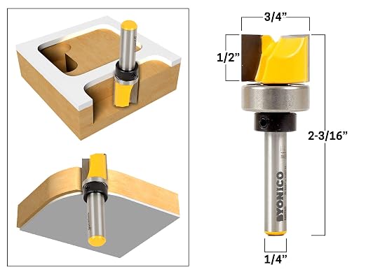 YONICO Flush Trim Router Bit Set 4 Bit 3/4-Inch Diameter 1/4-Inch Shank 14425q - Image 3