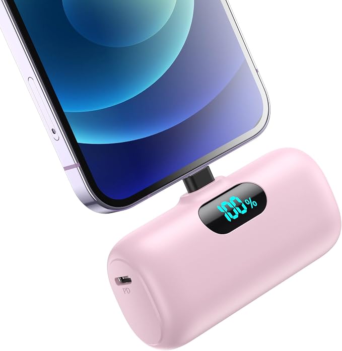 Small Portable Charger for iPhone 5000mAh, PD Fast Charging Power Bank,Mini Battery Pack Portable Phone Charger Travel Essentials for iPhone 14/14 Pro Max/13/13 Pro/12 Pro/11/XS/XR/X/8/7/6/SE Series by Feob