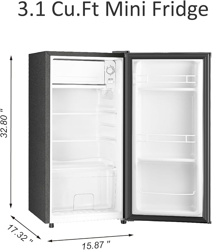 3.1 Cu.Ft Mini Fridge with Freezer, Single Door Mini Refrigerator, 5 Settings Temperature Adjustable, Compact Refrigerator for Apartment,Dorm, Office, Bedroom - Image 6