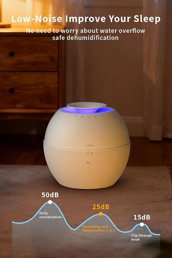 HD021 Dual 2 in 1 Dehumidifier & Humidifier Combo Small Dehumidifiers with Drain Hose 101oz Water Tank Compact Portable Air Purifier Smart Dehumidifier Auto Steam Humidifiers for Bedroom Home - Image 6