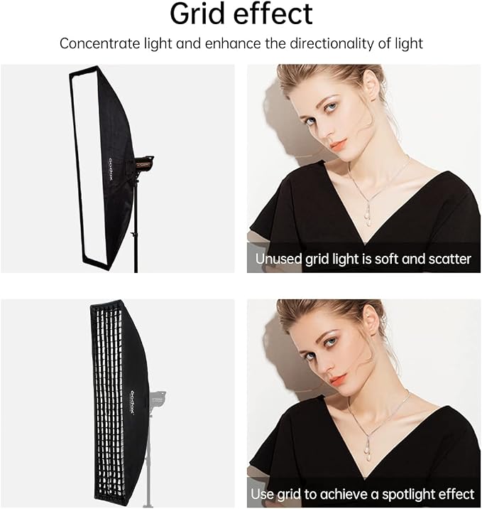 Godox 2PCS FW30x120cm/12 x47 Bowens Mount Strip Honeycomb Grid Softbox - Image 2