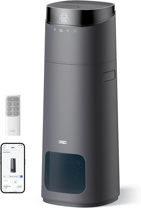 DREO 16L Smart Humidifier Large Room 1000 ft², 130H Cool Mist Air Humidifiers for Bedroom Plants Baby, Top Fill, Remote/Touch/Voice & APP Control, Clean Tank Technology, 30dB, HM755S Grey by DREO