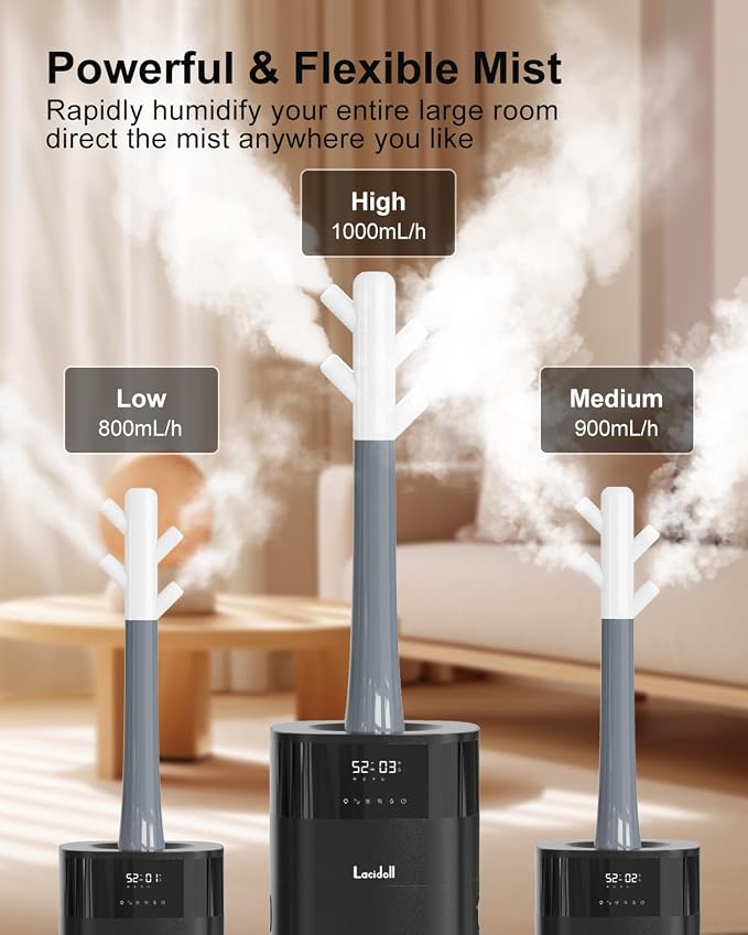 Warm and Cool Mist Humidifier Large Room, 5.3Gal/20L Humidifiers for Home 2500 sq ft, Whole House Humidifiers with Diffuser & Extended Tube, Air Humidifier for Bedroom Nursery Baby Plants - Image 6