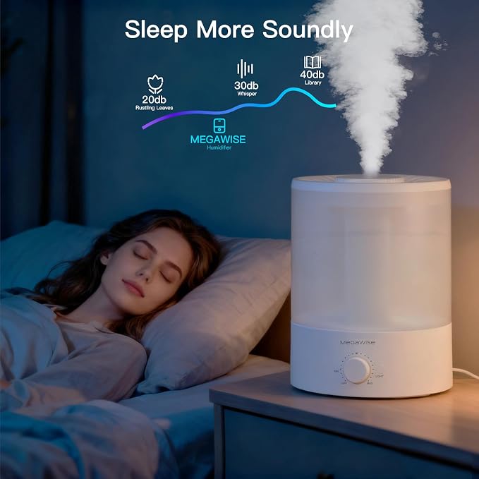 MegaWise 3.5L Cool Mist Humidifier – Whisper-Quiet Ultrasonic Vaporizer for Baby Nursery, Bedroom & Office | Top-Fill Design, Essential Oil Diffuser, Easy to Clean, 7-Color Night Light, Auto Shut-Off - Image 4