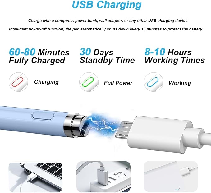 DOGAIN Active Stylus Pen for Touchscreen, iPad Pencil 1.5mm Fine Point Pen - Image 3
