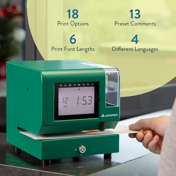 Acroprint M150MC4 Heavy-Duty Digital Time Recorder, Steel Construction - Image 6