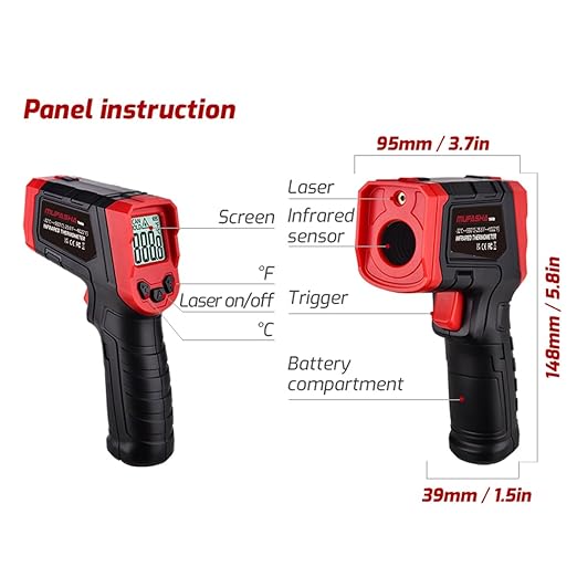 MUFASHA Infrared Thermometer Temperature Gun Laser High Temp Thermometer - Image 3