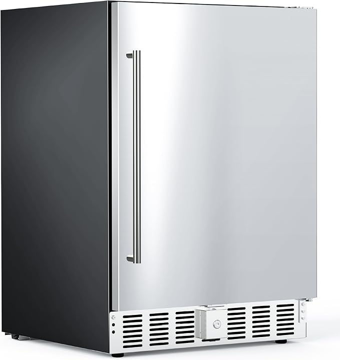 Electactic 24 Inch Beverage Refrigerator, Under Counter Beverage Cooler 180 Cans, Built-in & Freestanding, Outdoor Fridge with Stainless Steel Door, Outdoor Refrigerator for Patio, Home, Kitchen, Bar by Electactic