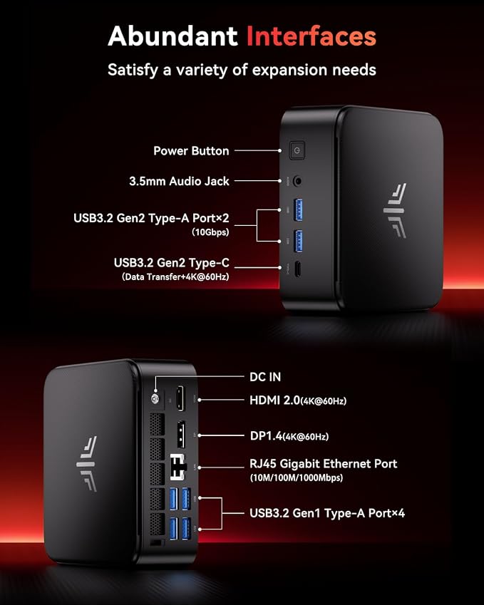 KAMRUI E3B Mini PC, AMD Ryzen 5 7530U, 16GB LPDDR4X, 512GB SSD | Up to 4.5GHz, Mini Gaming PC, Triple 4K display, USB-C, WiFi 6, Bluetooth 5.2, M.2 SSD, Compact Desktop Computer - Image 5