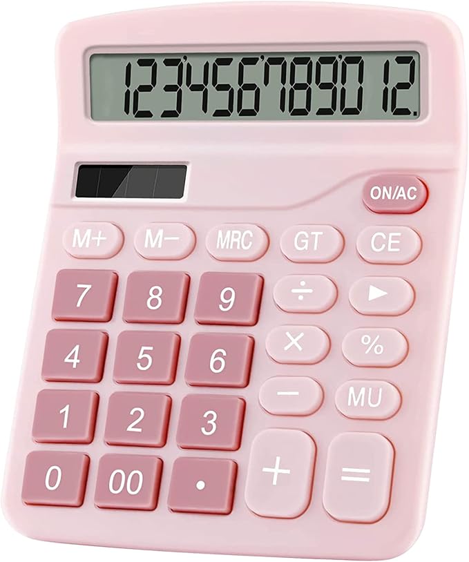 Office Calculators Desktop, 12-Digit Dual Power Cute Calculator by Podokas