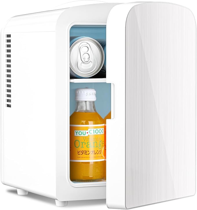 Antarctic Star Compact Refrigerator,Small Cooler for Cosmetics, Beverage and Food,Portable Mini Fridge,Skin Care 4L Capacity/6 Cans, Cooler and Warmer for Bedroom, Car, Office & Dorm,White by AntarcticStar
