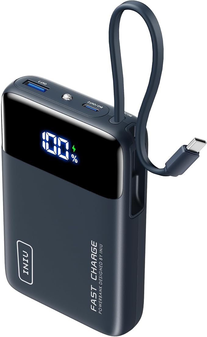 INIU 20000mAh Power Bank, Small Portable Charger, 45W PD Fast Charging Battery Pack with Build in USB-C Cable, Travel Phone Charger for iPhone 17 16 15 14 Air Samsung S25 S24 Google iPad Xiaomi, Blue - Image 4
