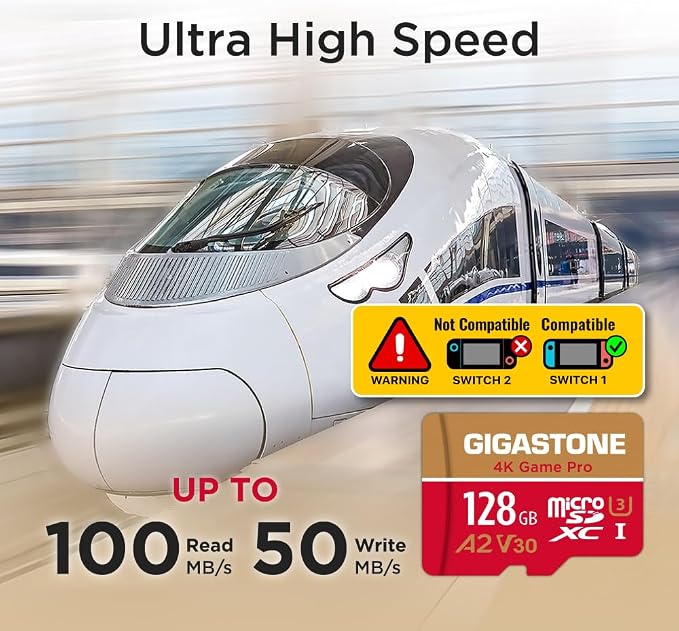 【For Switch 1 Only】GIGASTONE 128GB Micro SD Card, 4K Game Pro, MicroSDXC Memory - Image 3