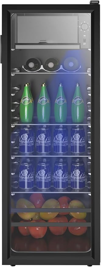 Beverage Refrigerator Cooler 180 Can Freestanding Beverage Cooler with Adjustable Shelving Glass Door for Beer Soda or Wine for Home Office or Bar by KRIBBLING