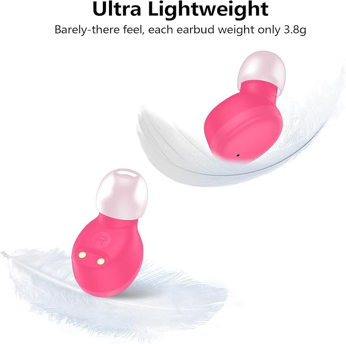 kurdene Wireless Earbuds Bluetooth 5.3 Light Weight in Ear Headphones | Premium Sound Bass Ear buds with Charging Case,Touch Control,Built in Mics Headset,Clear Calls for Sports Workout Hot Pink - Image 6