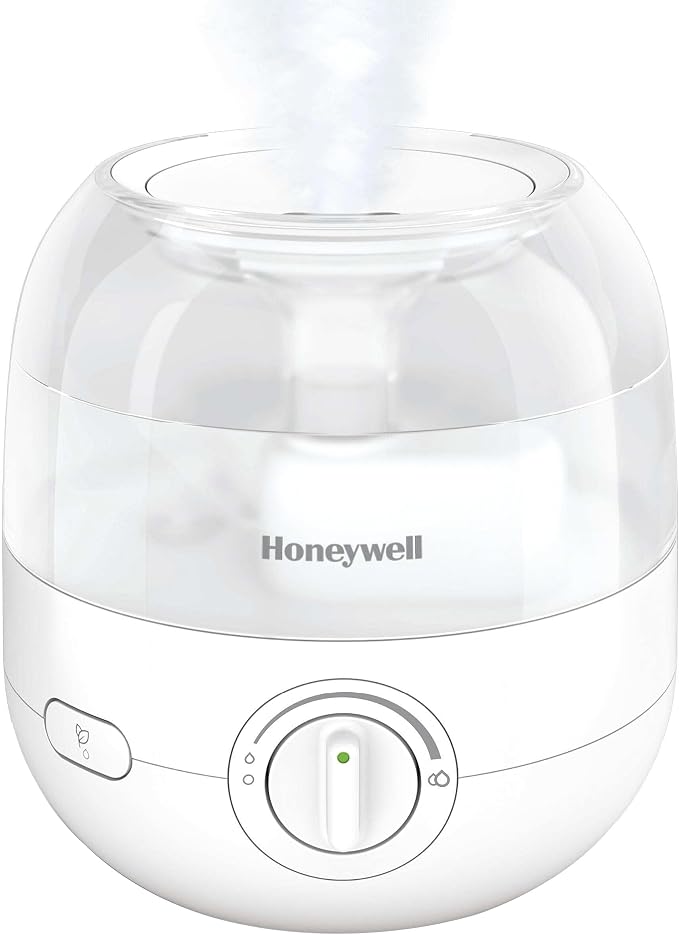 Honeywell Mini Cool Mist humidifier, Easy to Fill and Clean, humidifier for small Bedroom, Kids Rooms, or office. Ultra Quiet Operation and Auto Shut-Off - White, HUL525W by HoneywellPluggedIn