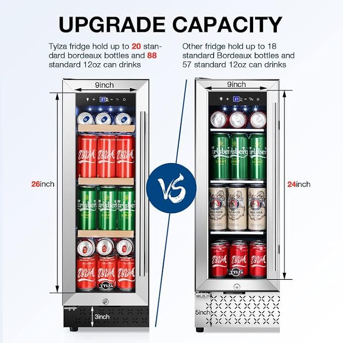 24" Dual Zone Wine and Beverage Cooler Quiet Compressor | Dual zone, quiet <38dB, fast cool, smart touch, temp memory, built-in/free, 20 wine+88 cans - Image 2