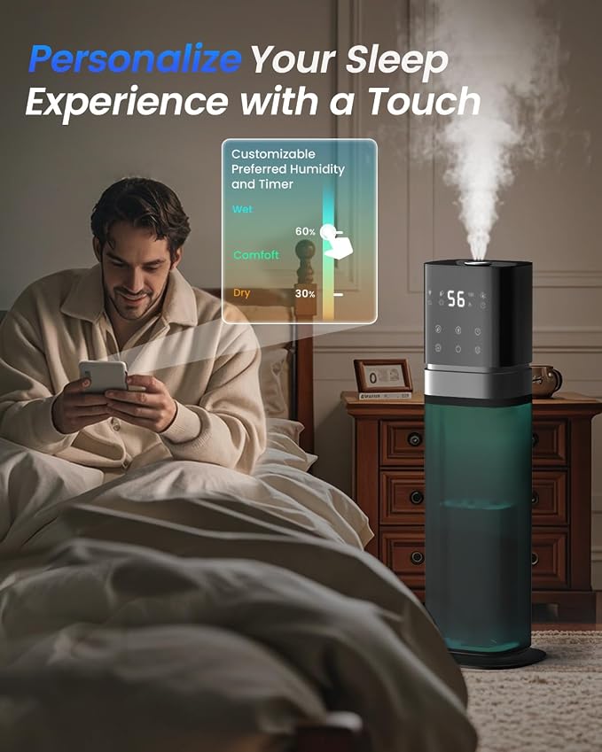 Humidifiers for Bedroom 2.1Gal/8L, Smart Humidifier Large room, Cool Mist Humidifiers for Bedroom Large Room with Extended Tube, WIFI App&Voice Control, Humidifiers for Home Baby Plants, Blue - Image 6