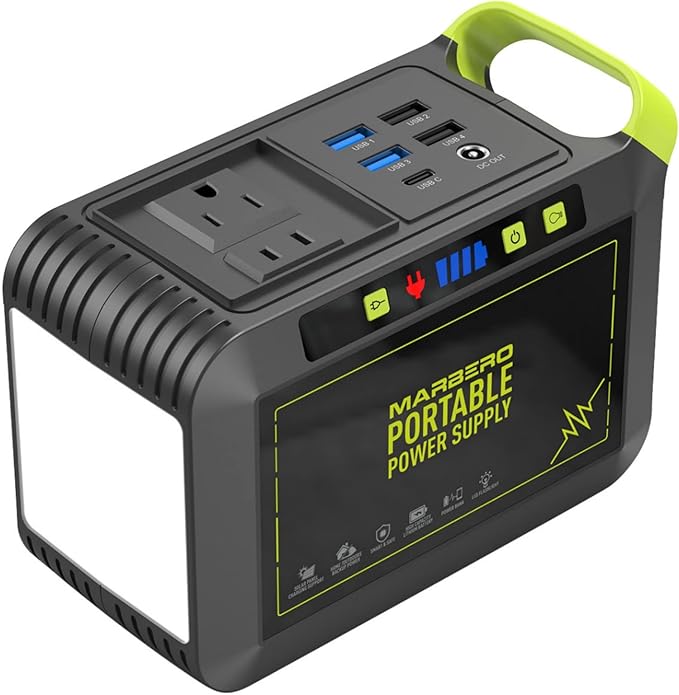MARBERO Portable Power Station 88Wh Camping Lithium Battery Solar Generator Fast Charging with AC Outlet 120W Peak Power Bank(Solar Panel Optional) for Home Backup Outdoor Emergency RV Van Hunting by MARBERO