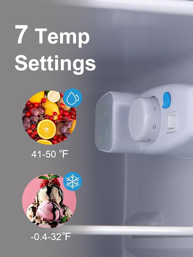 Refrigerator with Freezer 3.8 Cu.Ft Top-Freezer Compact frige Silver | 7 Level Adjustable Thermostat Control ,2 Door, Lock Fresh,Low noise,Low Power Consumption - Image 6