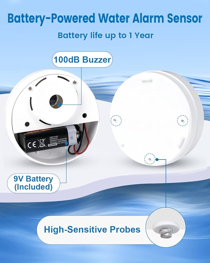 8 Pack Water Leak Detectors for Home, 100dB Waterproof Water Sensor Alarm Leak - Image 5