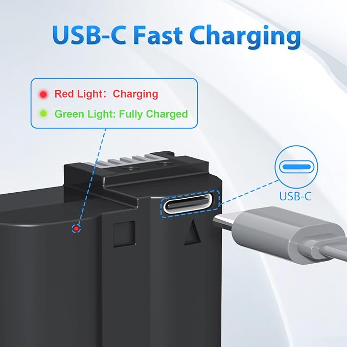 LP EN-EL15C Battery 2-Pack 2600mAh USB-C Fast Charging - Image 3
