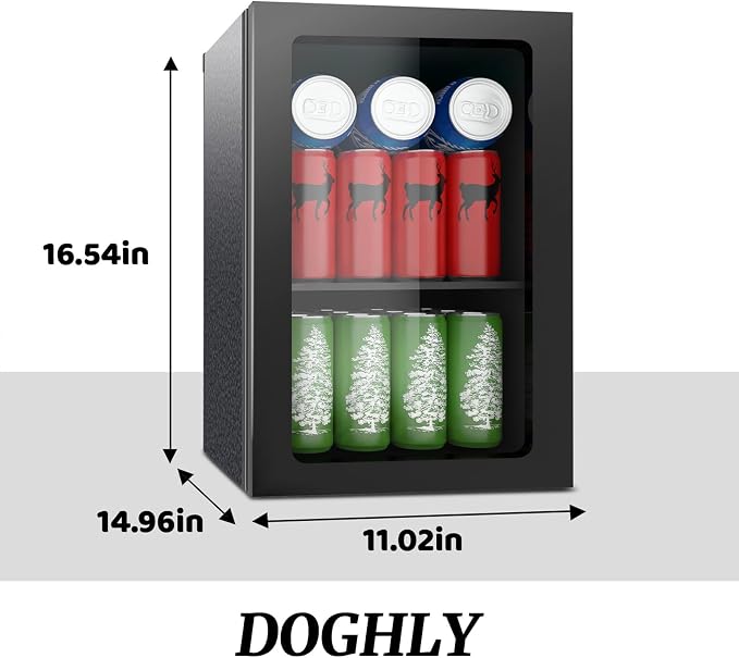 DOGHLY 0.95 Cu.ft Mini Fridge Solid Door, 24 Cans Beverage Refrigerator | Drink Fridge for Soda Beer Wine, Manual Temperature Control, Removable Shelf, Quiet Beverage Cooler for Office, Dorm, Bar - Image 6