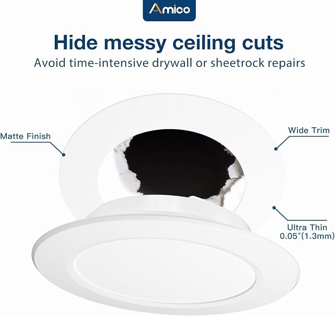 Amico 24 Pack Goof Rings for 6 Inch Recessed Lights, Can Light Trim Ring Cover - Image 3