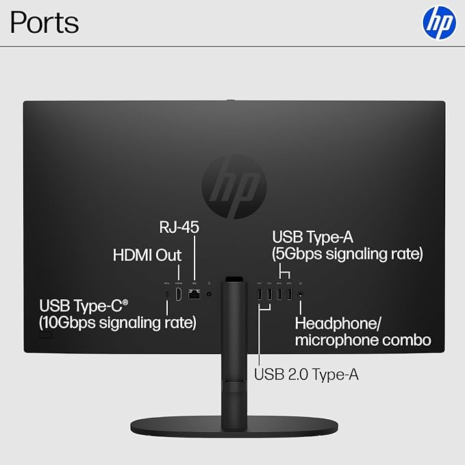 HP 2025 22" FHD All-in-One Desktop Computer • The New Version for Everyday Use • Latest 13th Gen Intel Quad-Core CPU • 8GB DDR5 • 128GB Storage • HDMI • Type-C • Wi-Fi • HD Webcam • Win11 Pro • Black - Image 5