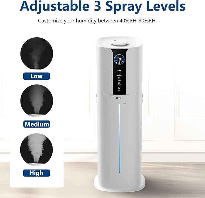 9L Smart Humidifiers for Bedroom Large Room, 2.3Gal Cool Mist Top Fill Diffuser App & Remote Control, 3 Mist Modes, Quiet Humidifier for Home Office Plant (APP White) - Image 7
