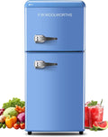 F.W.WOOLWORTHS 3.5 Cu.Ft Refrigerator with Freezer | Compact Fridge with 2 Doors for Office, Kitchen, Dorm and Bedroom, 7 Level Temp Adjustable Thermostat, Blue by FWWOOLWORTHS