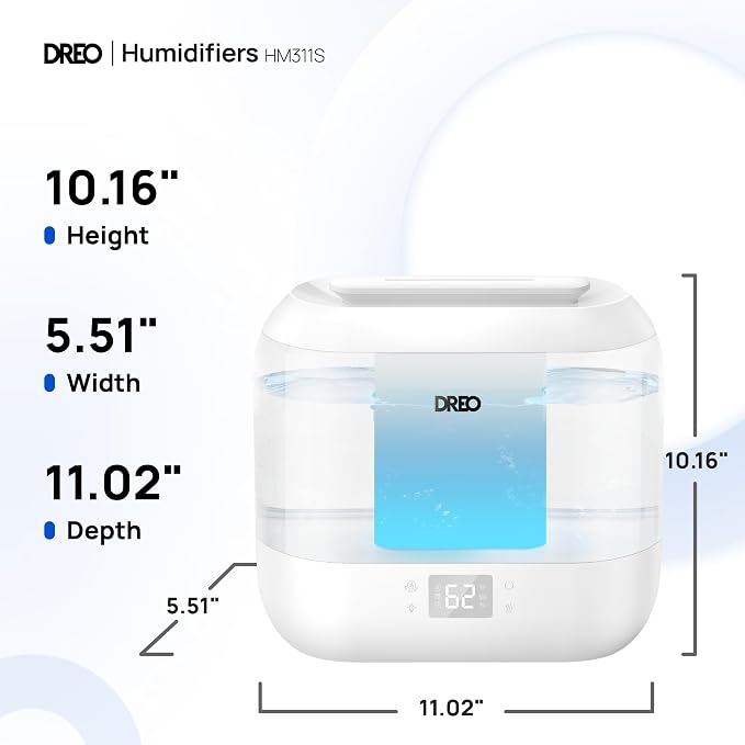 Dreo Smart Humidifiers for Bedroom, Top Fill 4L Supersized Humidifier Large Room with 28 dB, 36H Runtime, Touch/APP/Voice Control, Nightlight, Cool Mist Humidifiers for Baby, Plants, Indoor, White - Image 8