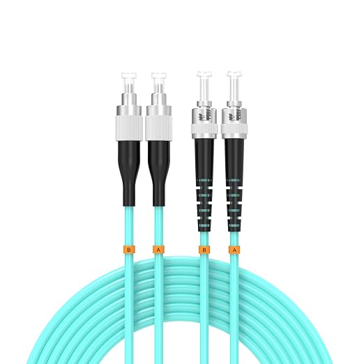 OM3 FC/UPC to ST/UPC Fiber Patch Cable 1Meters 4ft 10BG Multimode Duplex Jumper by Buacoz