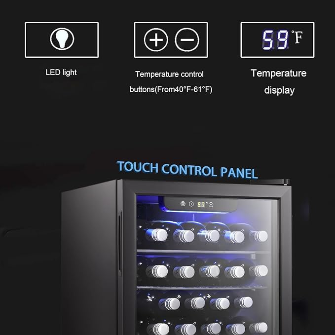 Antarctic Star Wine Cooler Cabinet Beverage Refrigerator 2.4 Cu. ft | 16 Bottle for Beer Soda Clear Glass Door Quiet Operation Compressor Adjust Temp Control Freestanding - Image 5