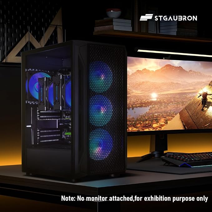 STGAubron Gaming PC Desktop,Dual Xeon E5,GTX 1660S 6G,16G DDR4,1T SSD | Gaming Computer Tower for Streaming,Video Editing,Home,School,E5 up to 3.7GHz,ARGB Fan,WiFi 6,BT 5.0,4K DP,HDMI,Win11 Pro - Image 2