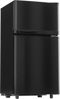 3.6 Cu.Ft Refrigerator with Freezer for Kitchen Office, Black | Double Door Small Fridge with Freezer, 7-Level Thermostat, Adjustable Shelves & Quiet Operation for Dorm and Bedroom by Manastin