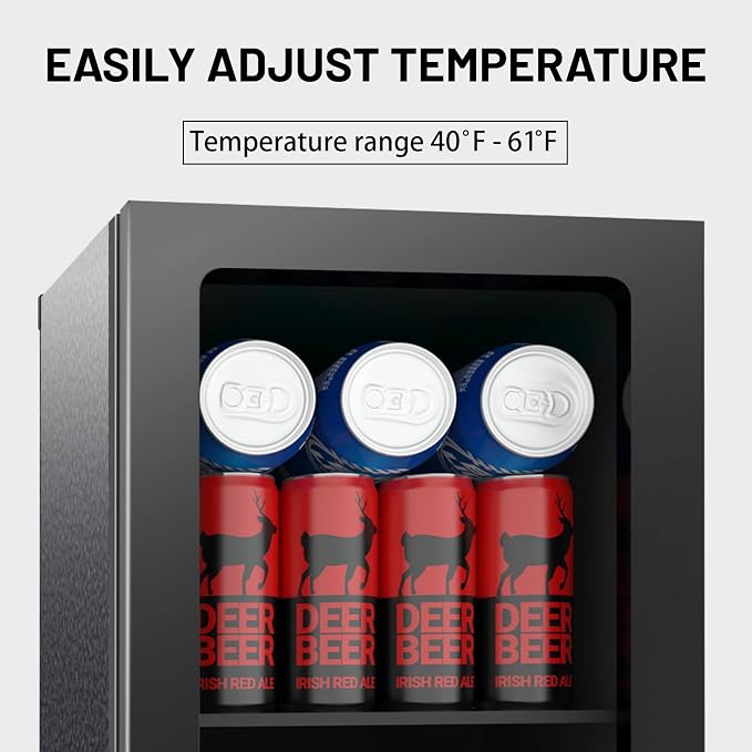DOGHLY 24 Cans/0.9 Cu.Ft Beverage Refrigerator Solid Door Mini Fridge | Fast Cooling Mini Cooler with Removable Shelves for Soda, Beer, Wine, Low Noise Beverage Fridge for Home, Office,and Dorm - Image 4