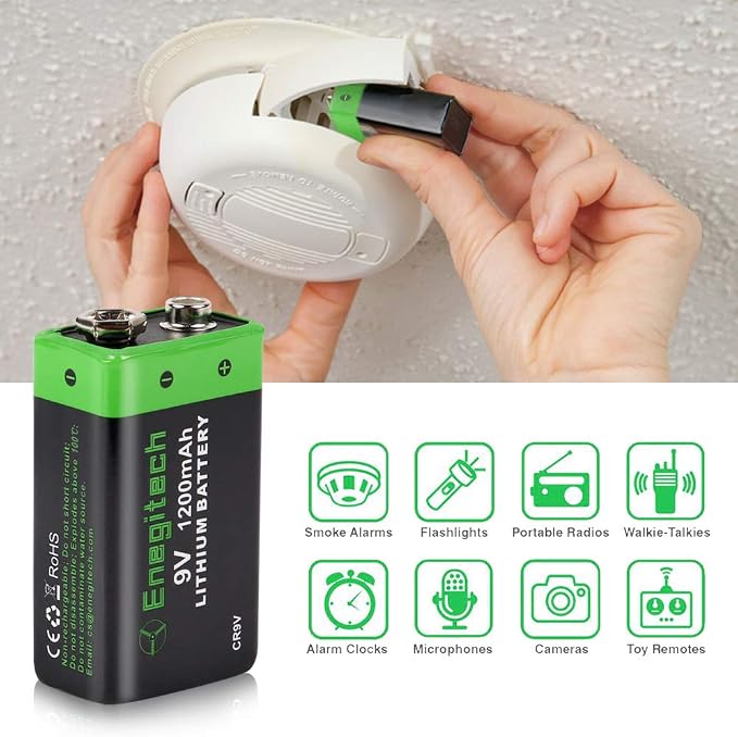 Enegitech 9V Lithium Battery, 9 Volt Battery 1200mAh Non-Rechargeable - Image 6