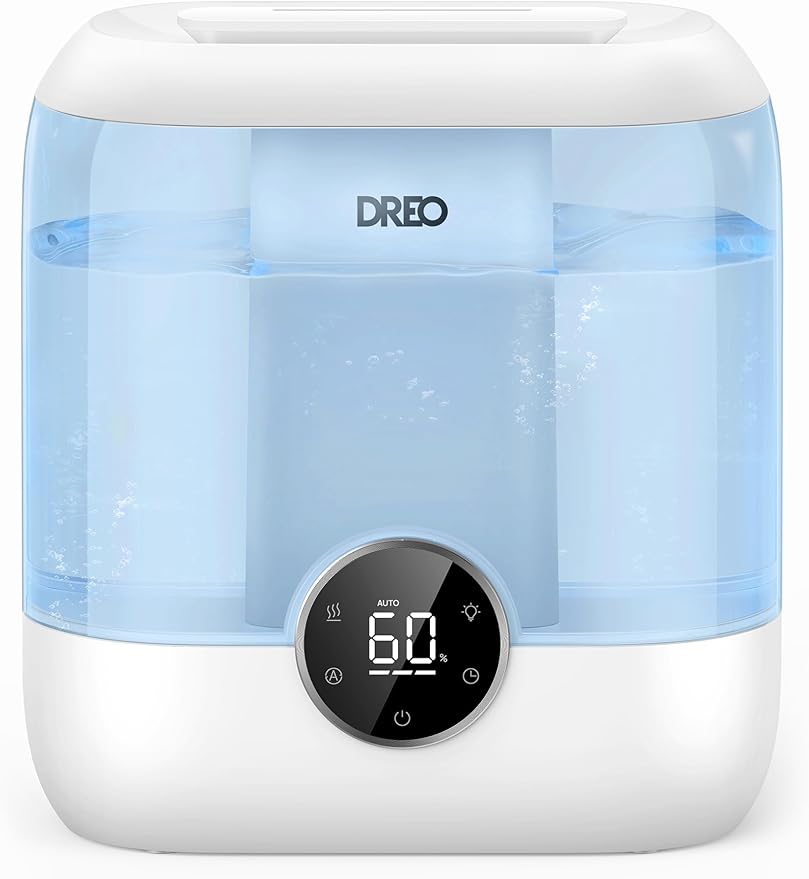 DREO Humidifiers for Bedroom, 6L Top Fill Supersized Cool Mist Humidifier for Large Room, 60 Hour Runtime, Quiet Ultrasonic Humidifiers for Plants, Baby, Indoor, Home, Night Light, Blue by DREO