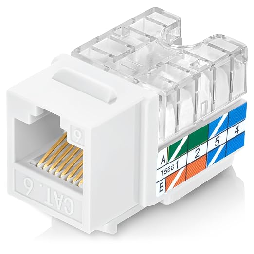 Everest 90° Angled RJ45 Cat6 Keystone Jacks 10-Pack in White by EverestMediaSolutions