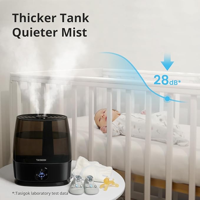 Humidifiers for Bedroom Home, 6L Cool and Warm Mist Air Humidifier for Large Room Baby Nursery, 50H Easy Clean and Top Fill, Quiet with Ultrasonic, Essential Oils, Auto Mode, for House, Black - Image 5