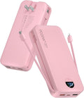Portable Charger, 20000mAh PD20W Fast Charging Power Bank with Built-in Cables & Wall Plug, External Battery Pack with LED Display, Travel Essentials Battery Bank for iPhone, iPad, Samsung Fairy Pink by CITICR