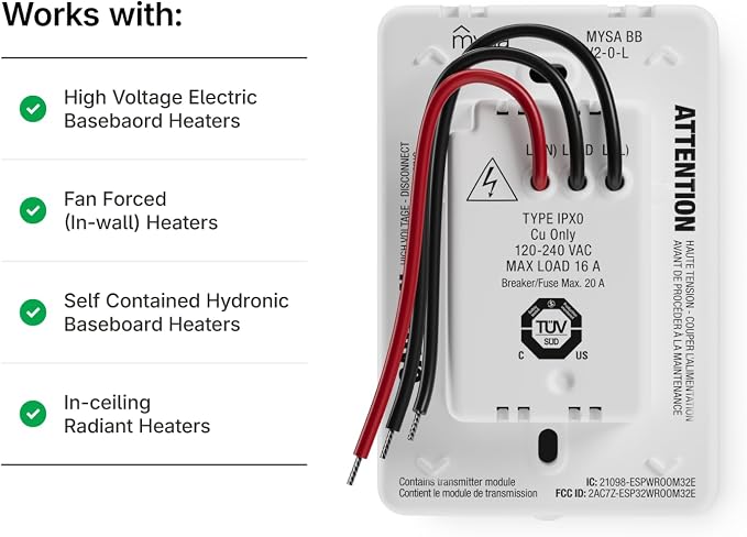 Mysa Smart Thermostat LITE for Electric Baseboard Heaters | Save Up to 26% on - Image 3